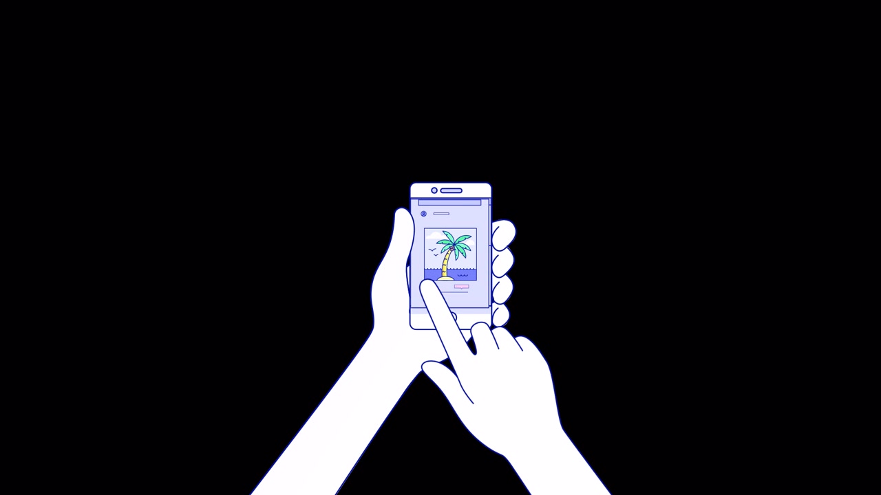 Animated Hand Tapping on Social Media Profile on Smartphone