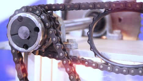 4k - chain driven device. close-up