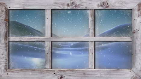 Winterlandschaft-Durch-Fenster-Gesehen