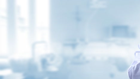 animation of asian female doctor holding stethoscope over blurred background