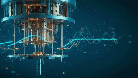 exploring the intricate design of quantum technology: a stunning visual representation of a quantum computer's core components and digital interactions