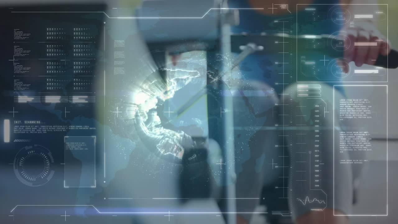 낮은 섹션의 여성과 함께 데이터 처리