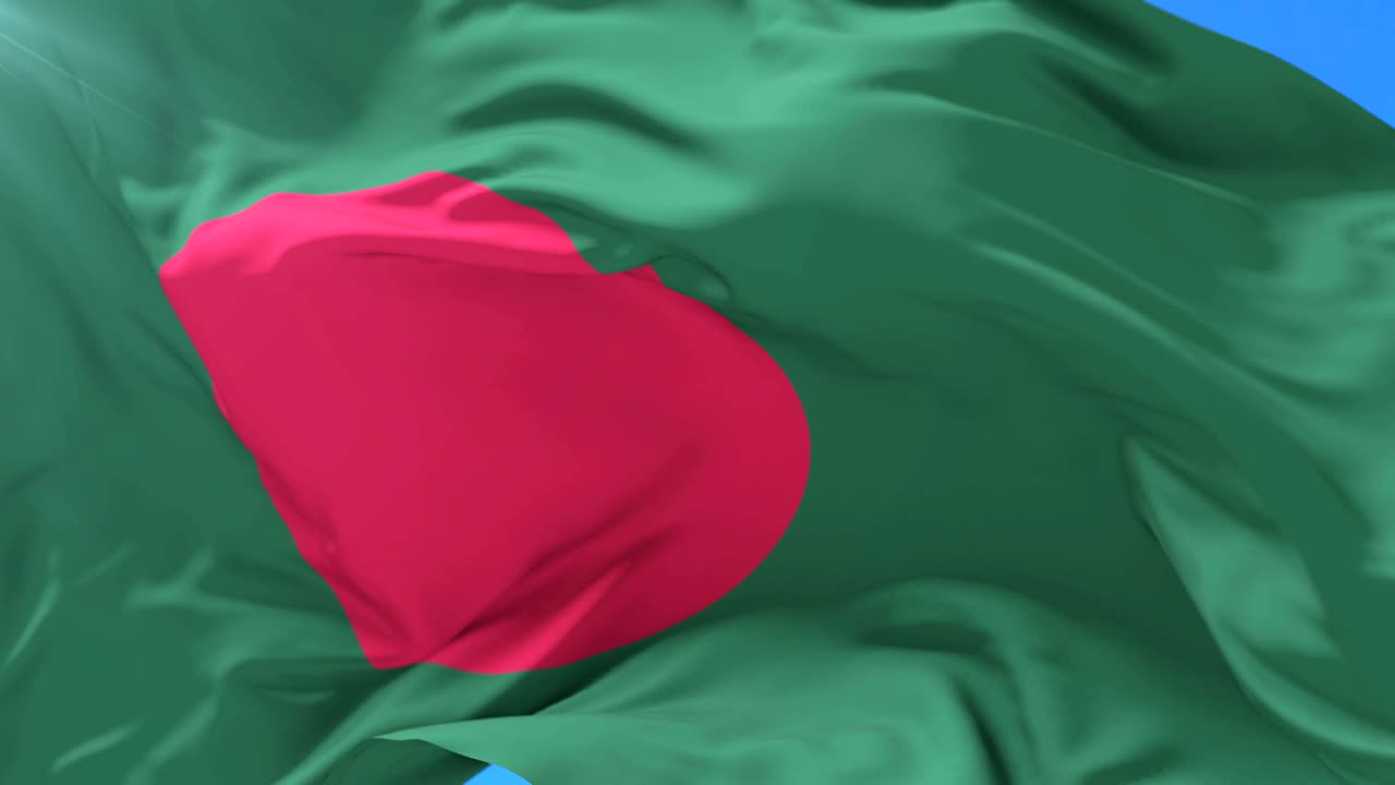 Bangladeshi flag waving at wind in slow with blue sky, loop | Premium ...