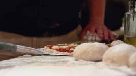 hand made italian pizza dough on counter