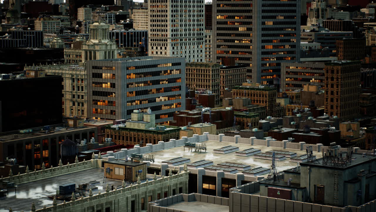 파노라마 화려한 금융 다운타운 도시 전망