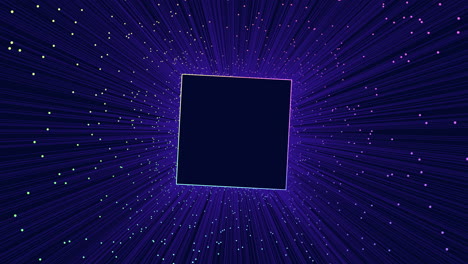 futuristic neon cube with lines in dark galaxy