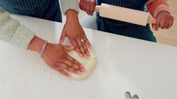 Cookies, help and hands of mother