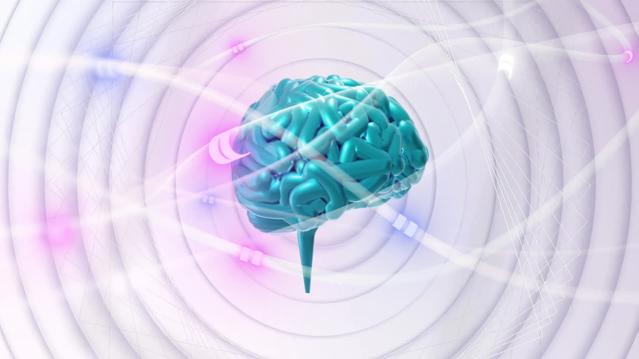 animación del cerebro digital girando sobre las conexiones