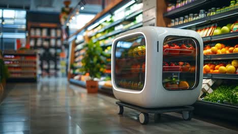 automated produce cart in a supermarket