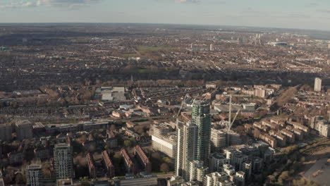 circling reveal aerial shot of haringey warehouse district north london