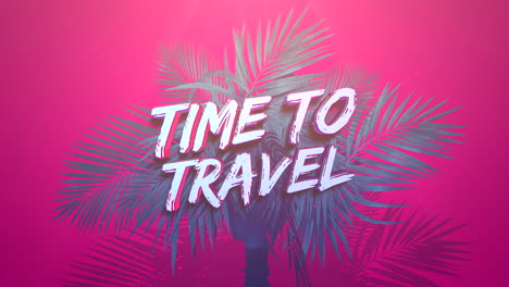 Zeit-Zum-Reisen-Mit-Tropischen-Palmen-Auf-Rotem-Farbverlauf