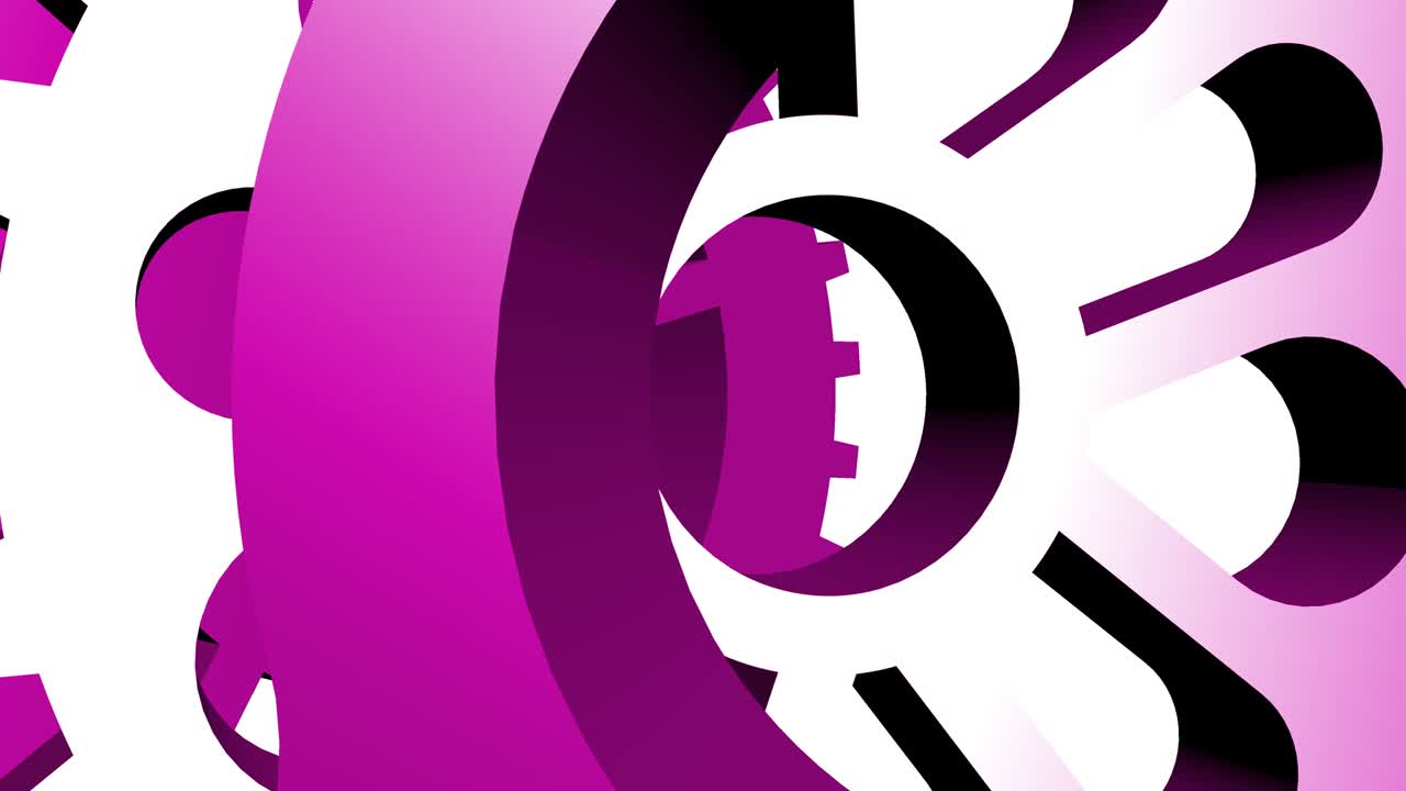 4k. se mueve en un túnel hecho de engranajes giratorios.