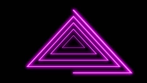 neon lines triangles shape drawning on with full loop-ready rotation. purple colored bright lines on black background
