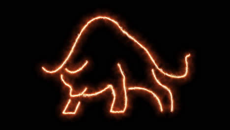 burning bull and bull in neon light