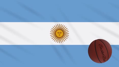 argentina flag wavers and basketball rotates, loop