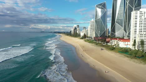 skyscrapers of gold coast, braodbeach, australia, golden sand, wild surf