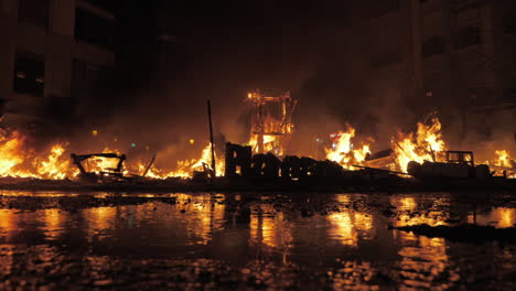 the bonfire burning in the darkness on the falles night