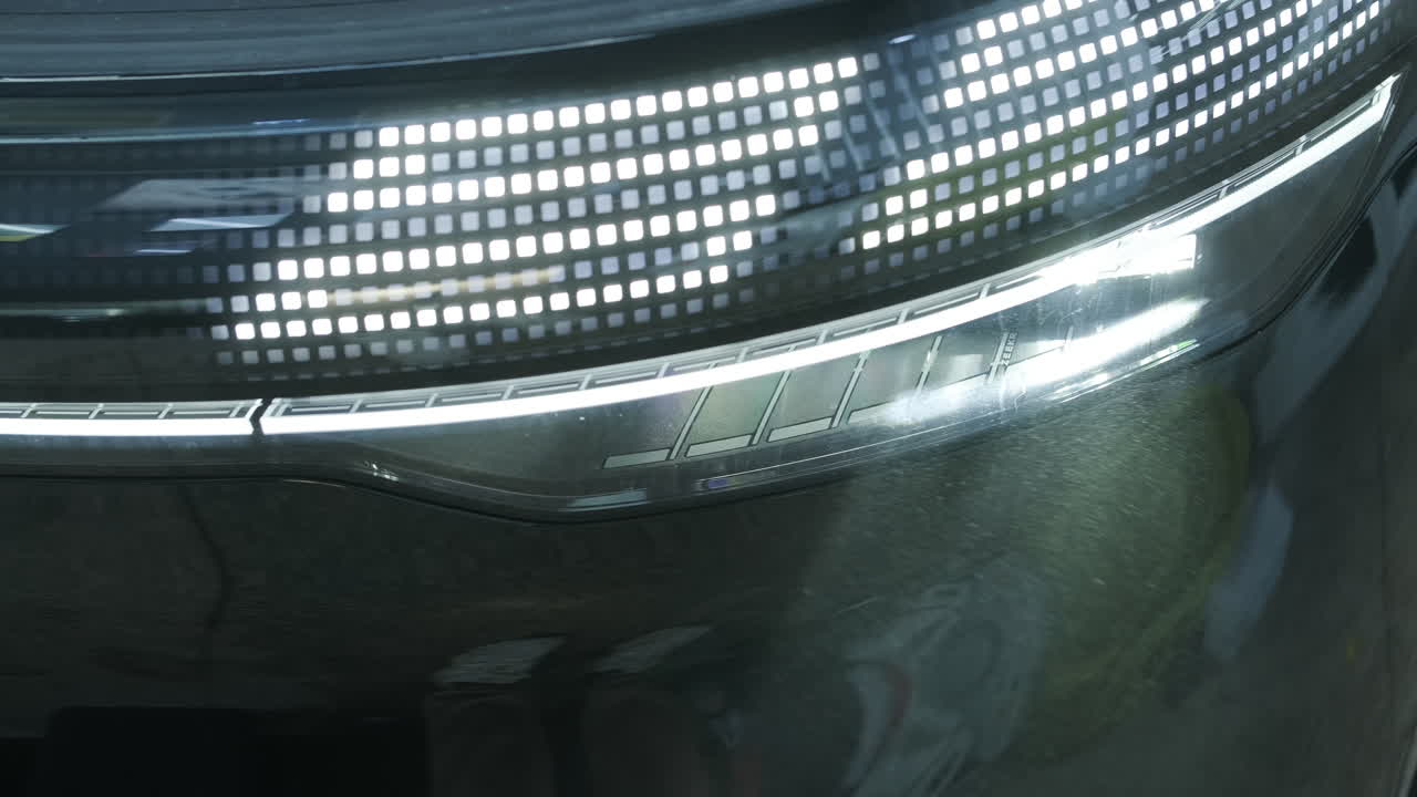 Close-up of a modern car's LED headlight
