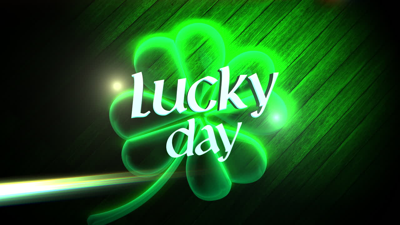 나무에 큰 네온 녹색 토끼풀이 있는 행운의 날