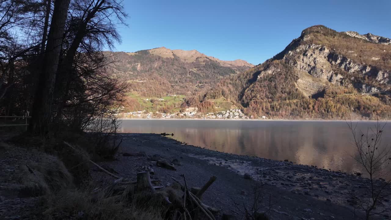 Lake Walen shore Switzerland great outdoor relaxing alpine landscape nature Swiss Alps