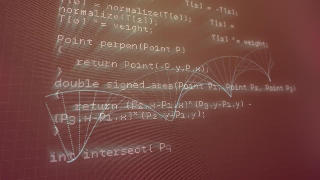animación de datos de procesamiento y hélice de adn girando en pantalla marrón