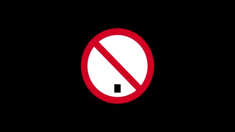 red no entry traffic sign animation. no entry traffic road sign, animated cartoon icon on black background. streets sign on black background.