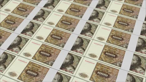 1000 deutsche mark germany banknotes printing by a money press