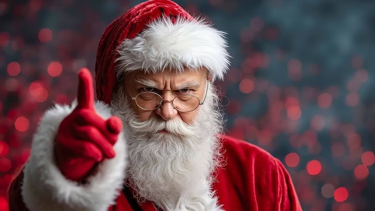 산타클로스로 옷을 입은 남자가 엄지손가락을 들고