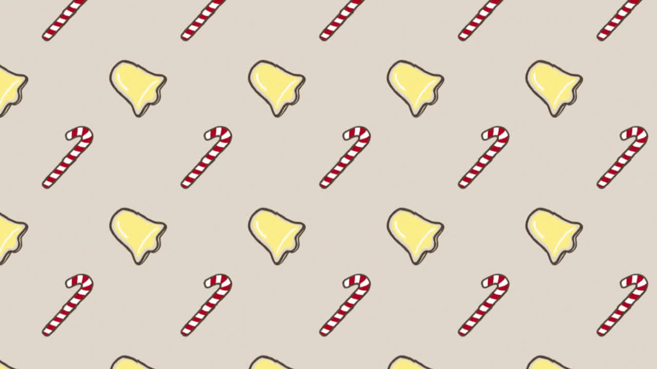 회색 배경에 여러 개의 종과 사탕수수 애니메이션