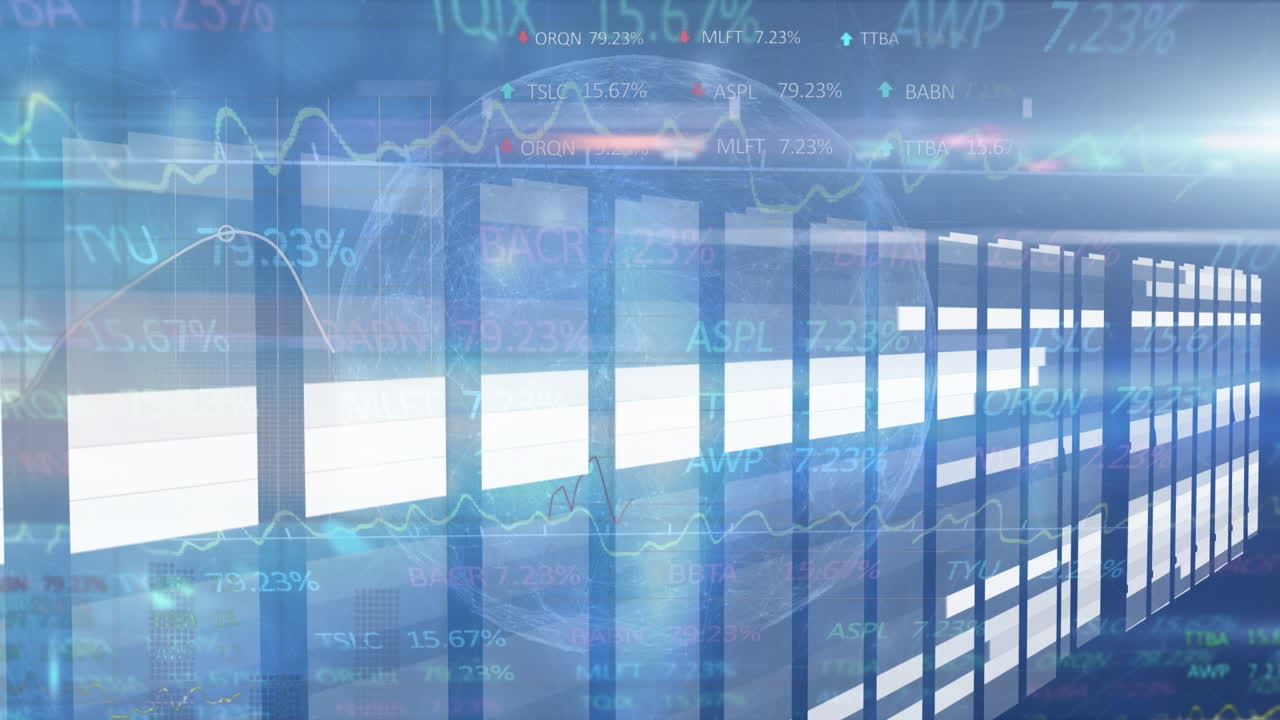 주식 시장 위에 움직이는 기둥의 애니메이션