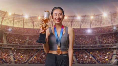 woman athlete winning a trophy