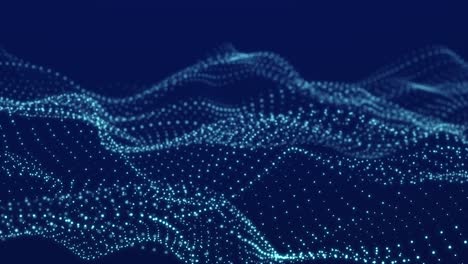 dynamic wave with many dots. abstract motion background of colored dots. technology or science. 3d rendering seamless loop. 4k