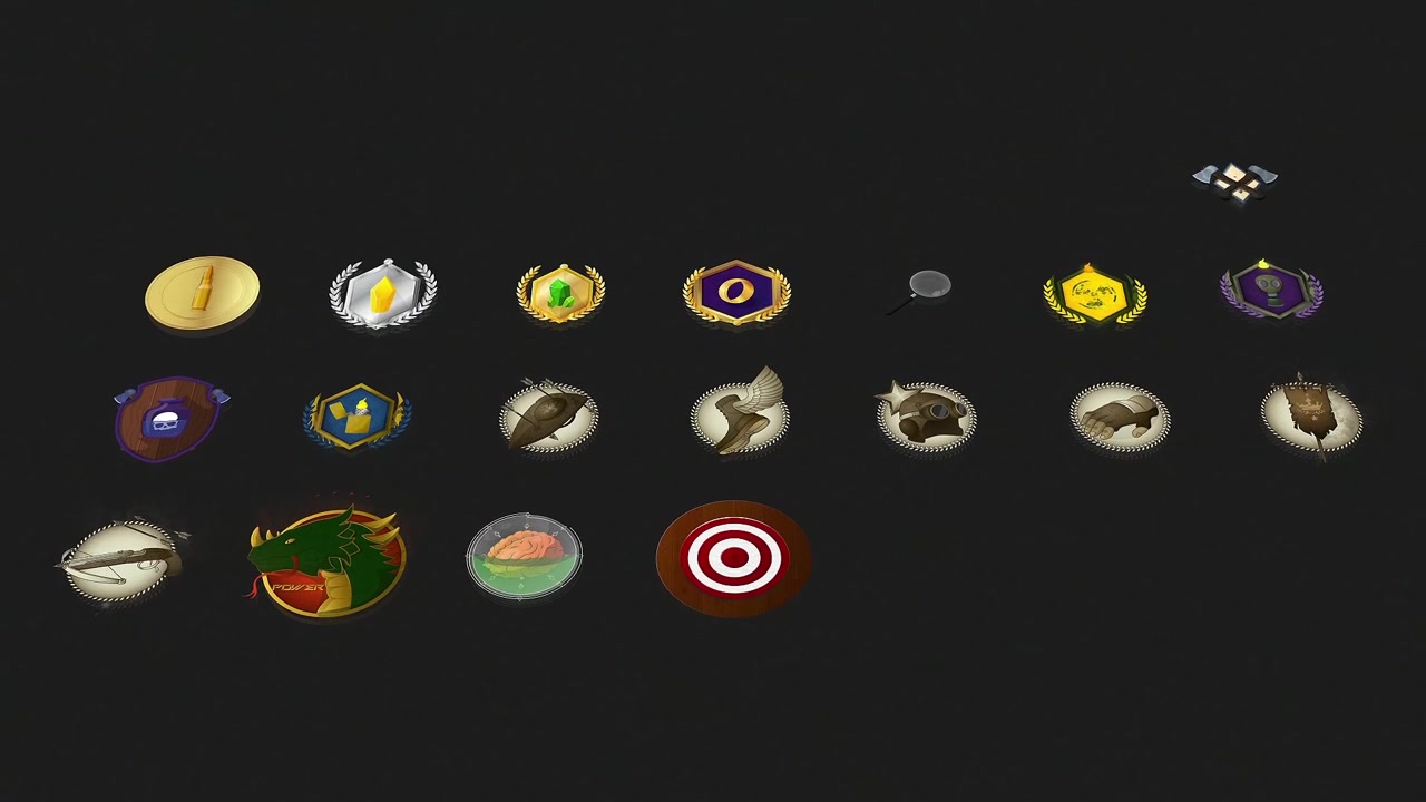 Animated Game Achievement Badges and Icons Collection