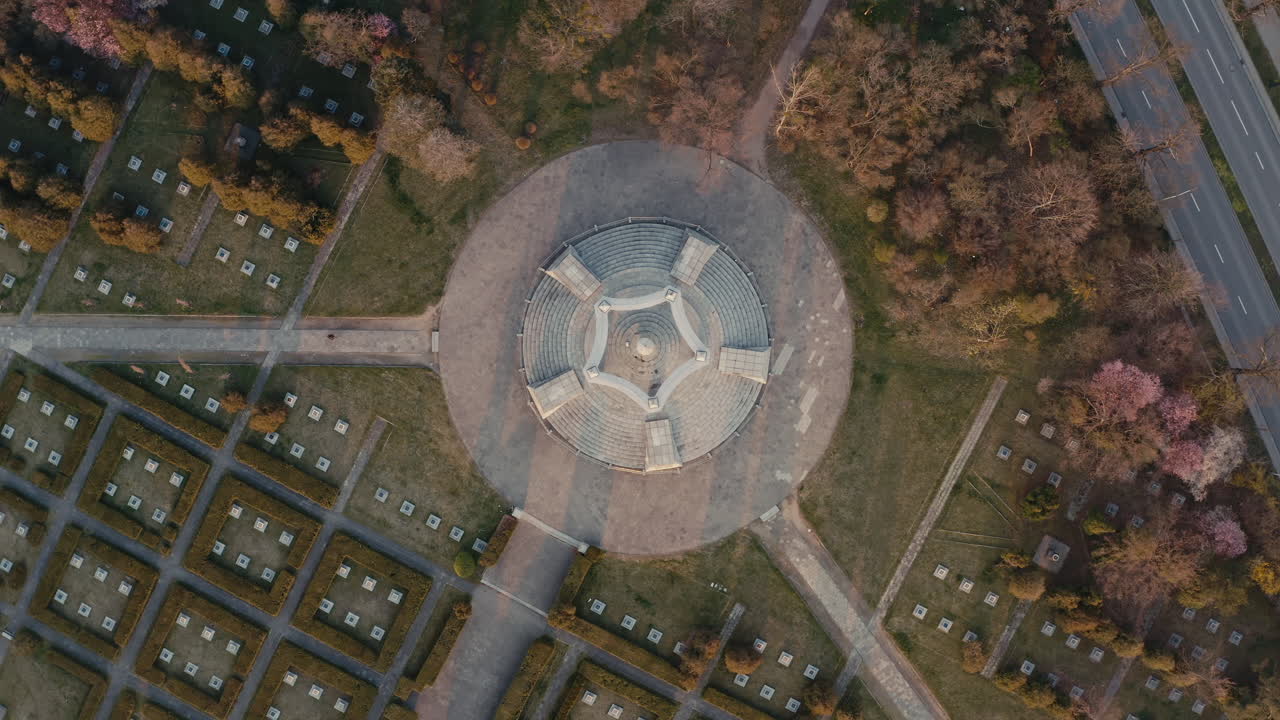 Aerial View of a Monument in a Cemetery