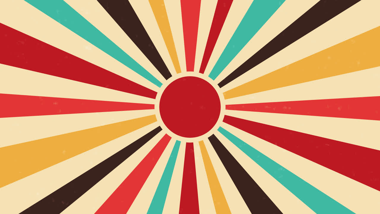 Rotating Retro Sunburst Pattern with Colorful Rays