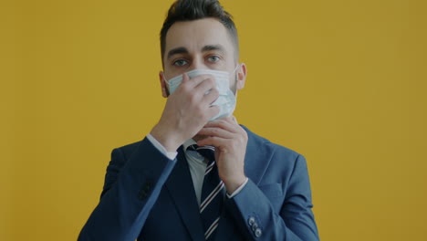 business man wearing a face mask