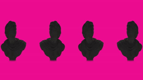 animation of ancient bust sculptures turning on pink background