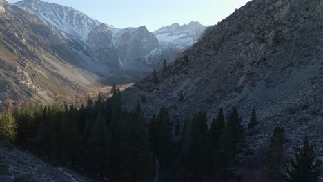 aerial view of east sierra nevada in california where inyo national forest big pine lakes hiking loop and kings canyon national park meet