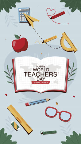 an animation of flat background for world teachers day