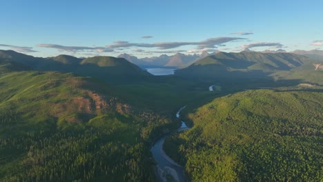 sunny morning in forest and valleys in north fork flathead river, glacier national park in montana, usa