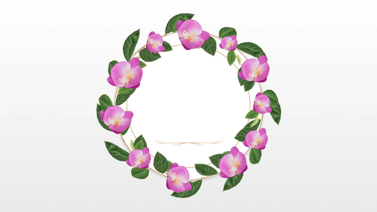 장식적 인 분홍색 꽃 을 가진 복사 공간 을 위한 사진 프레임