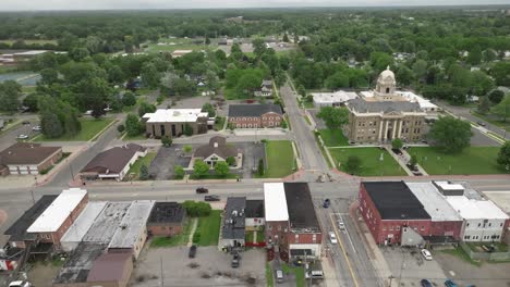 Corunna,-Michigan-downtown-with-drone-video-moving-sideways