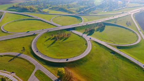 highway junction. highway crossing. aerial view circle road