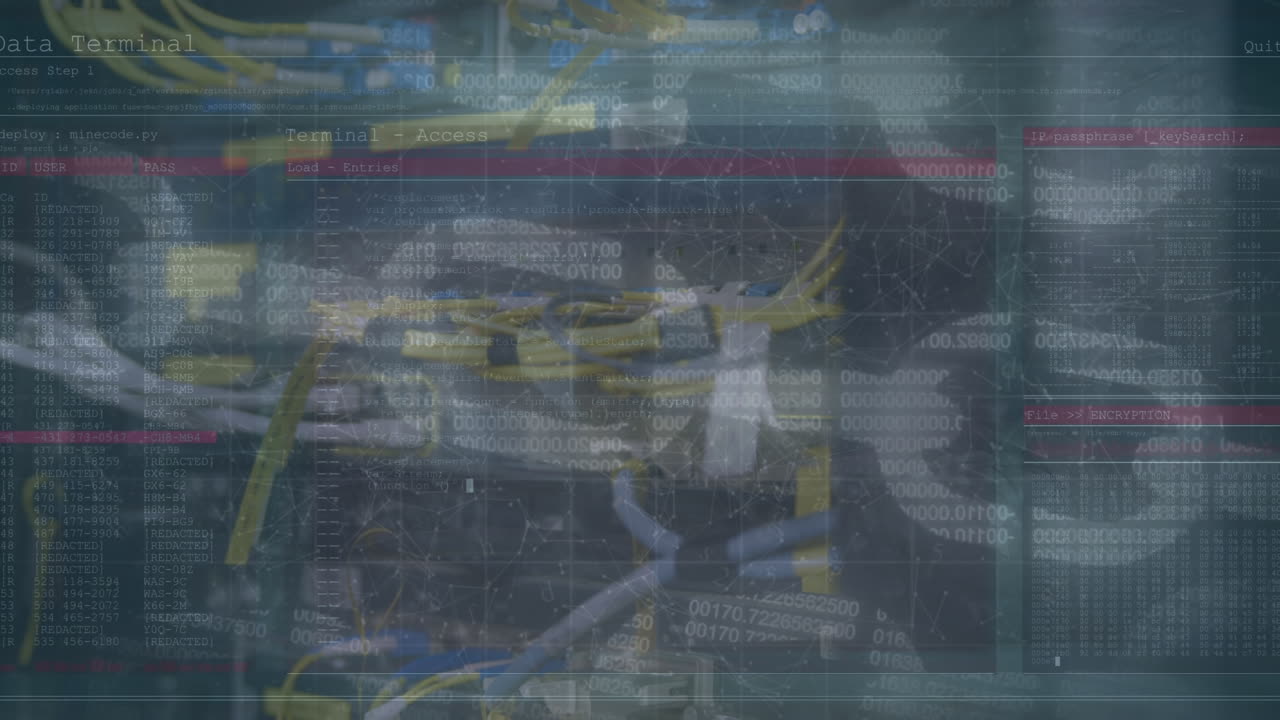 Animation of online security chains and data processing over server