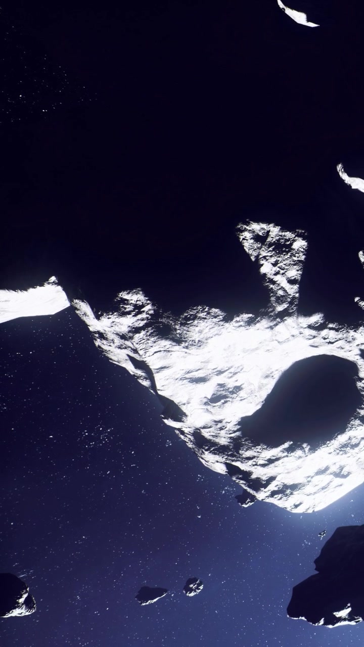 Asteroidi nello spazio con stelle e sfondo scuro che catturano la scena