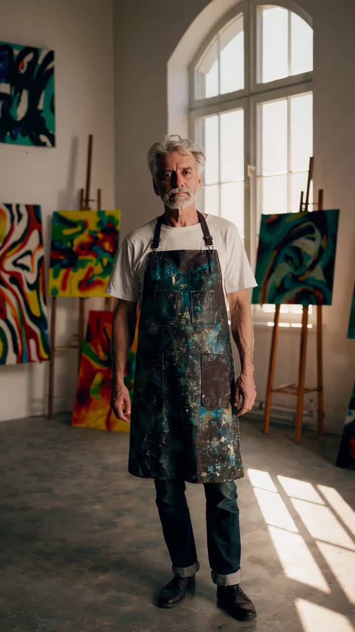 Kunstenaar in zijn atelier