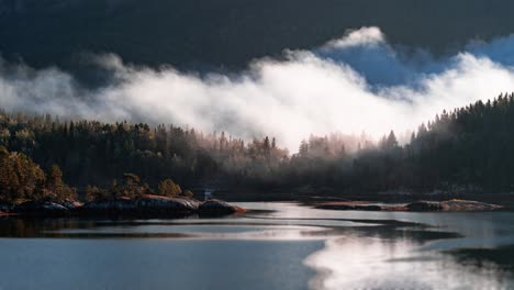 La-Niebla-De-La-Mañana-Rodando-Sobre-El-Bosque-Y-El-Río