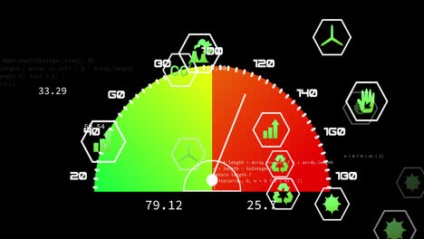 Animation-of-speedometer-over-falling-icons