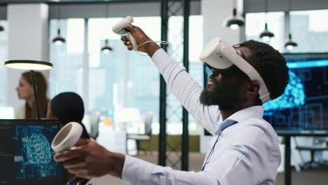 admin using virtual reality tech, automating repetitive tasks with ai