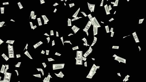 4k 3d animation one hundred dollars banknotes falling on floor green screen finance concept one